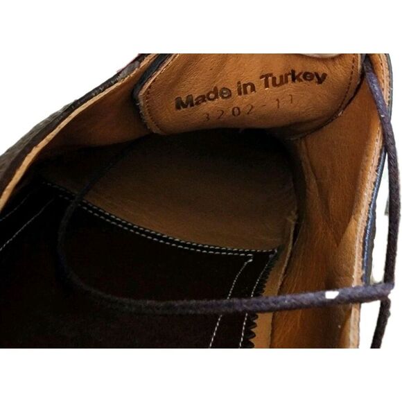 Alan Payne Bern Oxfords Genuine Deerskin Leather Brown Mens Size 11.5 Cap Toe - Picture 6 of 8